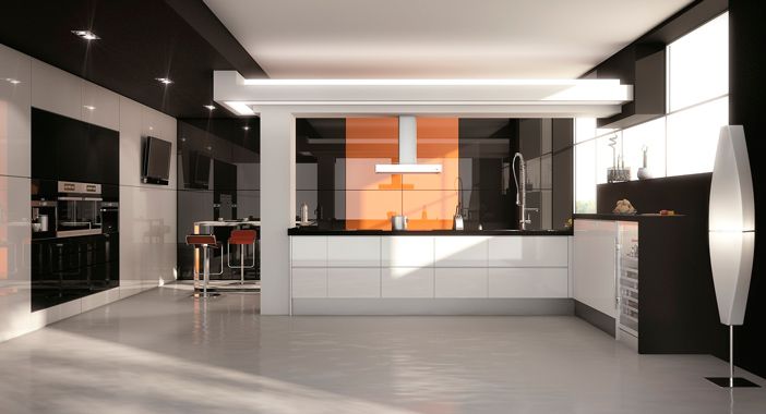 cocina blanc negro naranja